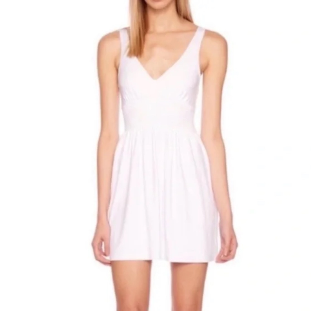 SUSANA MONACO White V-Neck Smocked Sleeveless Dress - Romantic & Versatile!